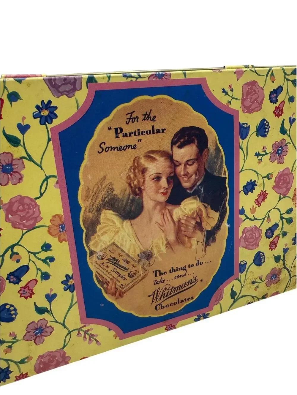 Vintage Candy Tin Whitman's Chocolates Hinged Metal Box  150th Anniversary Box